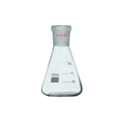 100ml Glass Erlenmeyer Flask Conical Flask Neck 24/29Ground Joint Lab Glassware - Image 1 of 4