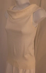 Suéter al hombro RALPH LAUREN LABEL NEGRA blanco algodón sin mangas talla M - Imagen 1 de 4