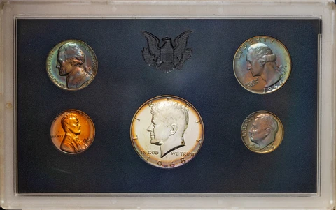 1968-S U.S MINT 5 COIN PROOF SET NICE BU UNC NEON MONSTER TONED COLOR (MR) Cover