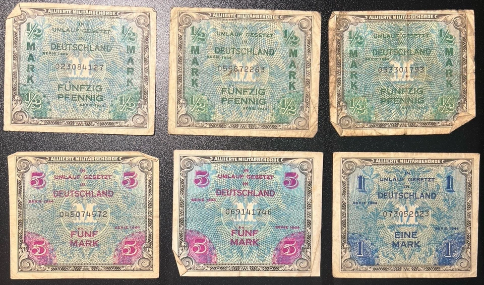 German Currency Lot of 12 - 1923 Hyperinflation Note & Allied Military Currency - Image 1 of 4