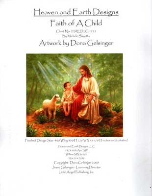 Heaven and Earth Designs FAITH OF A CHILD Cross Stitch Pattern Chart - Image 1 of 2