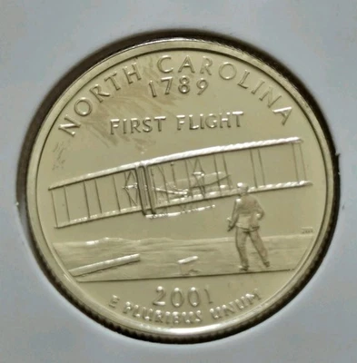 2001 S North Carolina 90% SILVER State Quarter Proof Gem Deep Cameo US Coin - Image 1 of 2