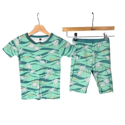  Tea Collection Boys Green Turtle Pajama Set Size 8 - Image 1 of 4