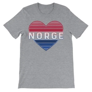 Norge (Norway) Heart Flag T-Shirt, Unisex Norwegian Heritage Pride Tee  - Picture 1 of 16