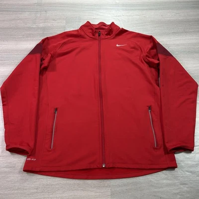 Nike Dri-FIT Jacket Mens Large Red Full Zip Running Training Athletic 548659-687 - Image 1 of 4