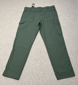 Dickies Jeans Mens 38x32 Green Denim Pant Carpenter Work Wear Loop Utility Paint - Picture 1 of 12