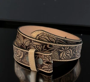 Cinturón Western de Cuero Genuino Grano Completo Hecho a Mano Para Hombre Resistente Sin Hebilla - Imagen 1 de 8