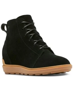 Sorel Women's Evie Sport Lace Up Wedge Black Waterproof Suede Boots-NEW- SZ 11 - Picture 1 of 6
