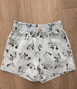 H&M Kids Disney Minnie & Mickey Mouse Printed Shorts Gray Size 9-10Y Cotton Blen - Picture 1 of 3
