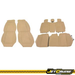 Leather Seat Covers Cushion Protector Full Set Fits 08-23 Toyota Tundra Beige PU - Picture 1 of 9