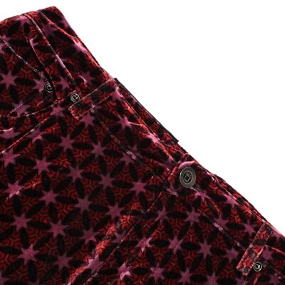 Pantalones de terciopelo Fabio Caviglia nuevos sin etiquetas corte jean de 5 bolsillos talla 36 EE. UU. en estrellas rojas/rosas Foto 1 de 4