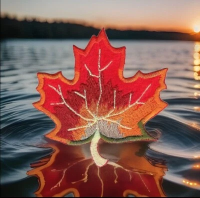 Maple Leaf Iron On Patch Embroidered Autumn Fall Applique DIY Sewing Badge - Image 1 of 3
