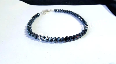Pulsera de diamantes negros pulsera de piedras preciosas pulsera de espinela negra pulsera hecha a mano Foto 1 de 4