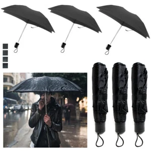 3 Pcs Mini Folding Compact Black Umbrella Super Light Uv Protection Rain - Picture 1 of 1