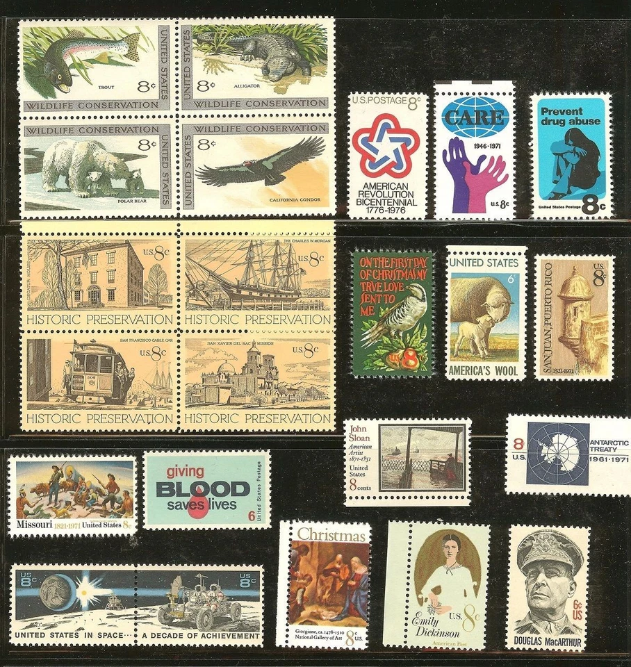 U.S. 1971 Commemorative Year Set 23 MNH Stamps - Image 1 of 1