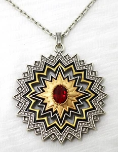 Brighton Dynasty Sol neu mit Etikett 158 $ Gold Silber rote Kristalle Statement Anhänger Halskette - Bild 1 von 4