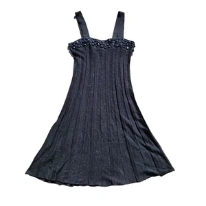 Mini Maglione Vintage Gioiellato Quadrato A Pieghe a Goccia 8 Nero Metallico - Foto 1 di 11