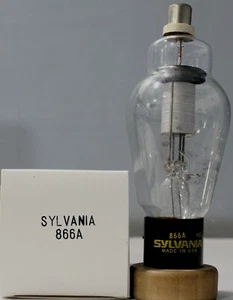 866A Sylvania Yellow Print Made in U.S.A Gleichrichter Vakuumröhre - Bild 1 von 7