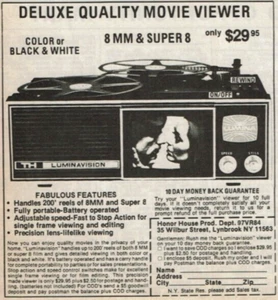1979 Vintage Print Ad Deluxe Quality Movie Viewer 8 MM Super 8 Honor House Prod - Bild 1 von 2