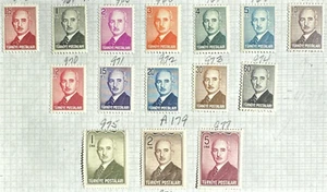 TURKEY 1948 Sc# 963-977 Set of 15 MH OG President Inönü Definitives - Picture 1 of 6