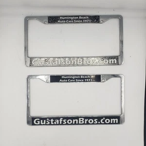 2x Huntington Beach Auto Care Since 1971 Gustafson Bros License Plate Frames - Picture 1 of 2