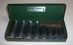 SK-Tools ~ 8 Stück ~ 3/8" Dr. -6 pt. ~Tiefsteckschlüsselsatz~ 3/8"- 13/16"~ im Metallkoffer - Bild 1 von 9