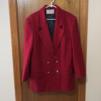 Vintage International Scene Red Lined Coat 13/14 Made In Russia Double Breasted - Image 1 of 4