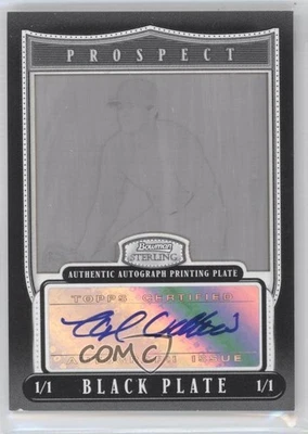 2007 Bowman Sterling Prospects Printing Plate Black 1/1 Josh Vitters Auto 0c2 - Image 1 of 3