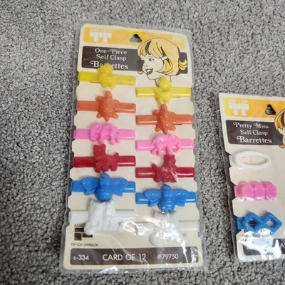 Vintage Retro 1960s 1970s Girl Plastic Hair Barrettes clips 2 New unopened packs - Image 1 of 4