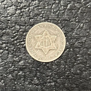 1851 Trime Three Cent Silver Coin No Mint Mark-Philadelphia Circulated 3c - Picture 1 of 2