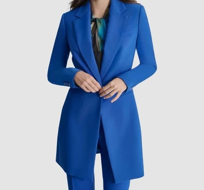 Chaqueta Topper DKNY Para Mujer Azul Sólido Solapa Un Botón Talla 12 Foto 1 de 4