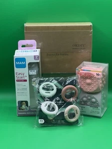 1-MAM Easy Start 9oz Bottle, 4-Tommee Tippee Pacifier, NUBY Popper & Gift Set - Picture 1 of 14