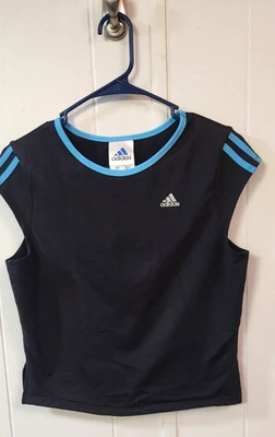 CAMISA ADIDAS CLIMALITE TOP MANGA GORRA Negra Azul MUJER XL PERFORMANCE 💗EUC Foto 1 de 4