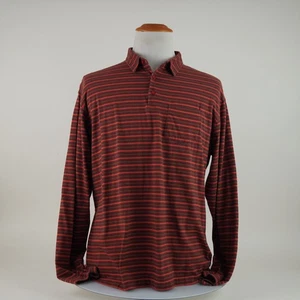 Patagonia Mens Striped Polo Shirt Long Sleeve Red Black Size XL Organic Cotton - Picture 1 of 24