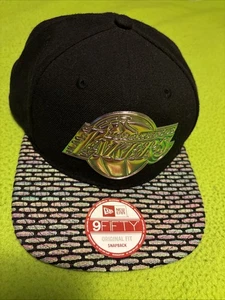 Los Angeles Lakers 9FIFTY Adjustable Cap - LA NBA New Era Hat - Black Snapback - Picture 1 of 7