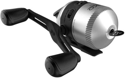 Carrete de pesca Zebco 33 Spincast, cambiable derecho o 10, plateado/negro  Foto 1 de 4