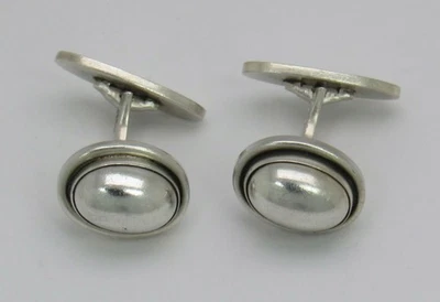 GEORG JENSEN GEMELOS Noruega Plata de Ley Nº 44 cúpula ovalada 14 gm Foto 1 de 4
