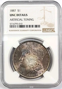 1887 Morgan Silver Dollar $1 NGC UNC Detail Artificial Toning - Picture 1 of 2