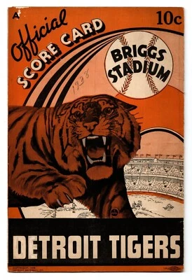 1938 Detroit Tigers Official Score Card - vs. Cleveland Indians - Briggs Stadium - Image 1 of 4