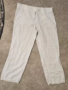 Karen Kane Women's Pants Size Large Linen Cream with Front Pockets - Picture 1 of 6