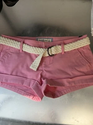 Pantalones Cortos Abercrombie & Fitch Mujer Mamá Tiro Bajo Bolsillos Rosa Caliente Talla W28 Foto 1 de 3