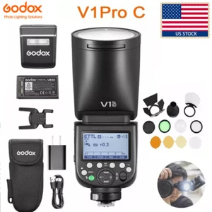 US Godox V1 Pro C V1Pro-C 2.4 TTL HSS Flash Speedlite + Kit de filtro AK-R1 para Canon - Imagen 1 de 17
