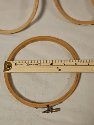 Vintage 6 Inch Round Wooden Hoop Embroidery Cross Stitch Unlined  Made in Taiwan - Image 1 of 3
