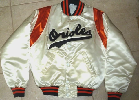 BALTIMORE ORIOLE VINTAGE 1983  WORLD CHAMPIONS WHITE SATIN EMBROIDERED JACKET Cover