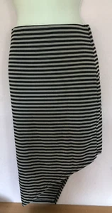 Boohoo Size 10 Asymmetric Hemline Grey/Black Striped Skirt - Picture 1 of 5
