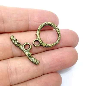 2 Sets Tree Bark Bar Toggle Clasps Set Antique Bronze Plated Toggle Clasp G36547 - Picture 1 of 3