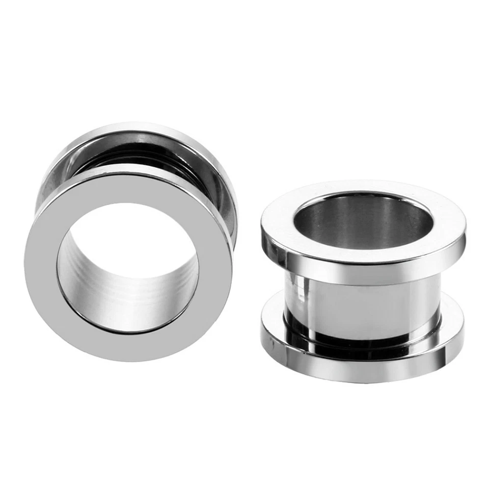 1,2MM-30MM OHR TUNNEL SILBER PIERCING PLUG SCHRAUB SILVER EDELSTAHL SCREW FLESH - Bild 1 von 1