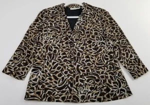 Requirements Button Up Shirt Womens Medium Black Brown Beige Abstract 3/4 Sleeve - Picture 1 of 10