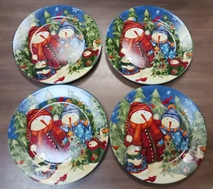 Gibson Debi Hron Schneemann Urlaub 7,5 Zoll Teller 4er Set - Bild 1 von 6
