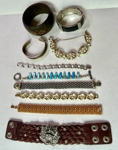 Vintage Bracelet Lot 10 Pcs Some Designer Coro Lisner Sarah Cov Leather Metal - Picture 1 of 24